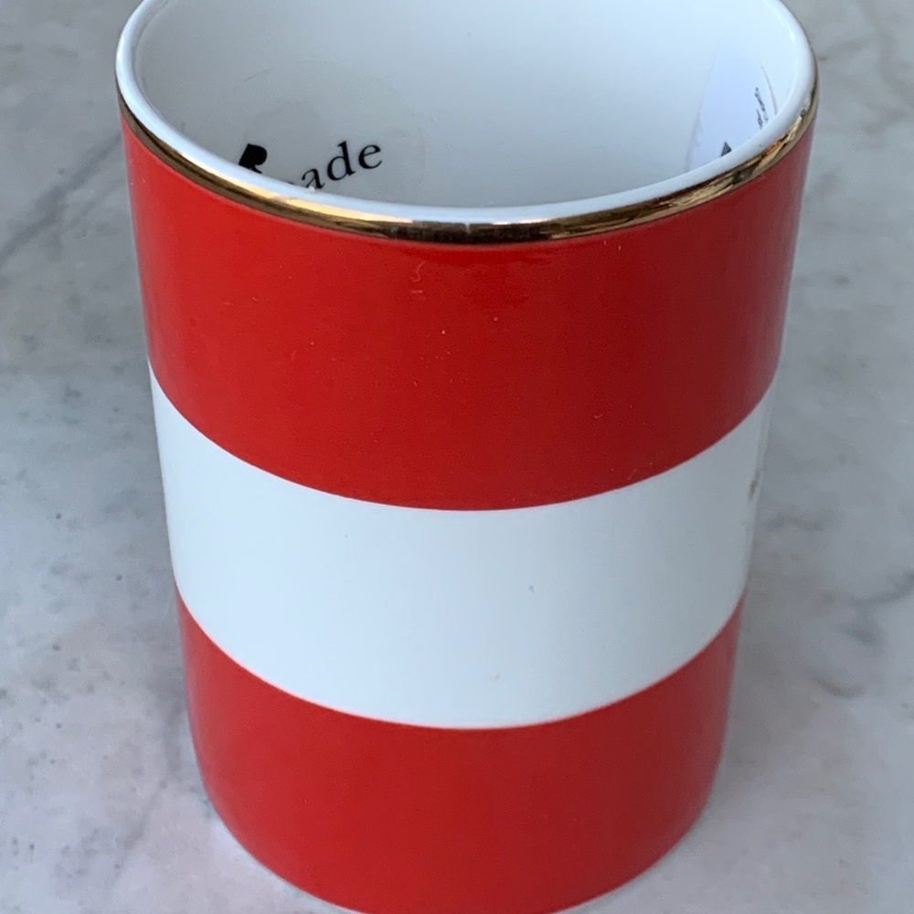KATE SPADE NEW YORK BE DAZZLING MUG CUP LENOX RED STRIPE NEW - Picture 4 of 7